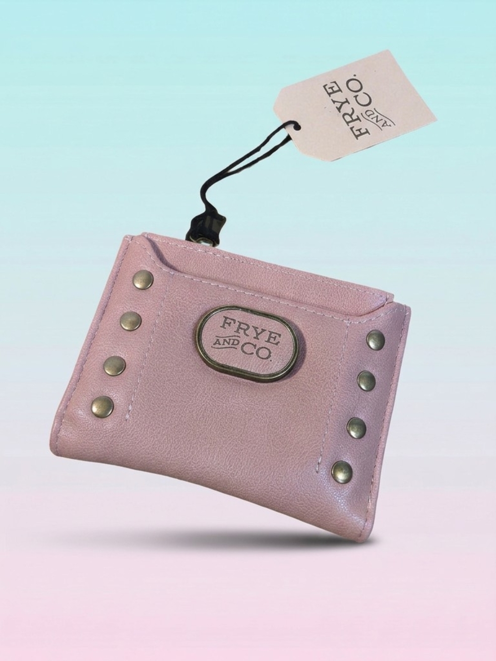 Frye Blush Pink Card Case Wallet with Stud Detailing